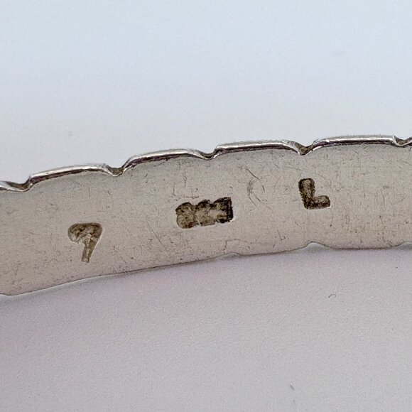 Sterling Silver 925 Scroll Floral Flower Design Bangle Bracelet Size 7.5" Fit - Picture 6 of 9